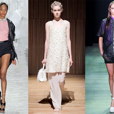 From left: spring looks from Jason Wu, The Row, and Alexander Wang.