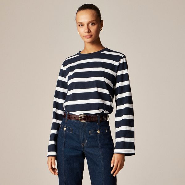 J.Crew Boyfriend Jersey Relaxed Long-Sleeve T-shirt in Stripe