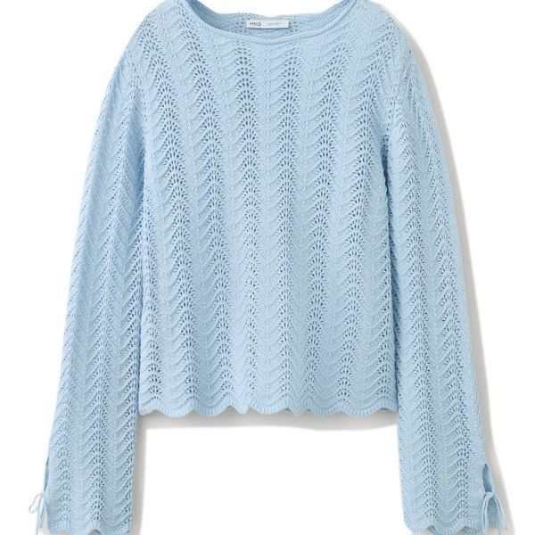 Mango Mixed Open Stitch Long Sleeve Cotton Sweater