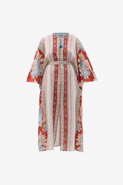 D’Ascoli Josefa Striped and Floral-Print Cotton Kaftan