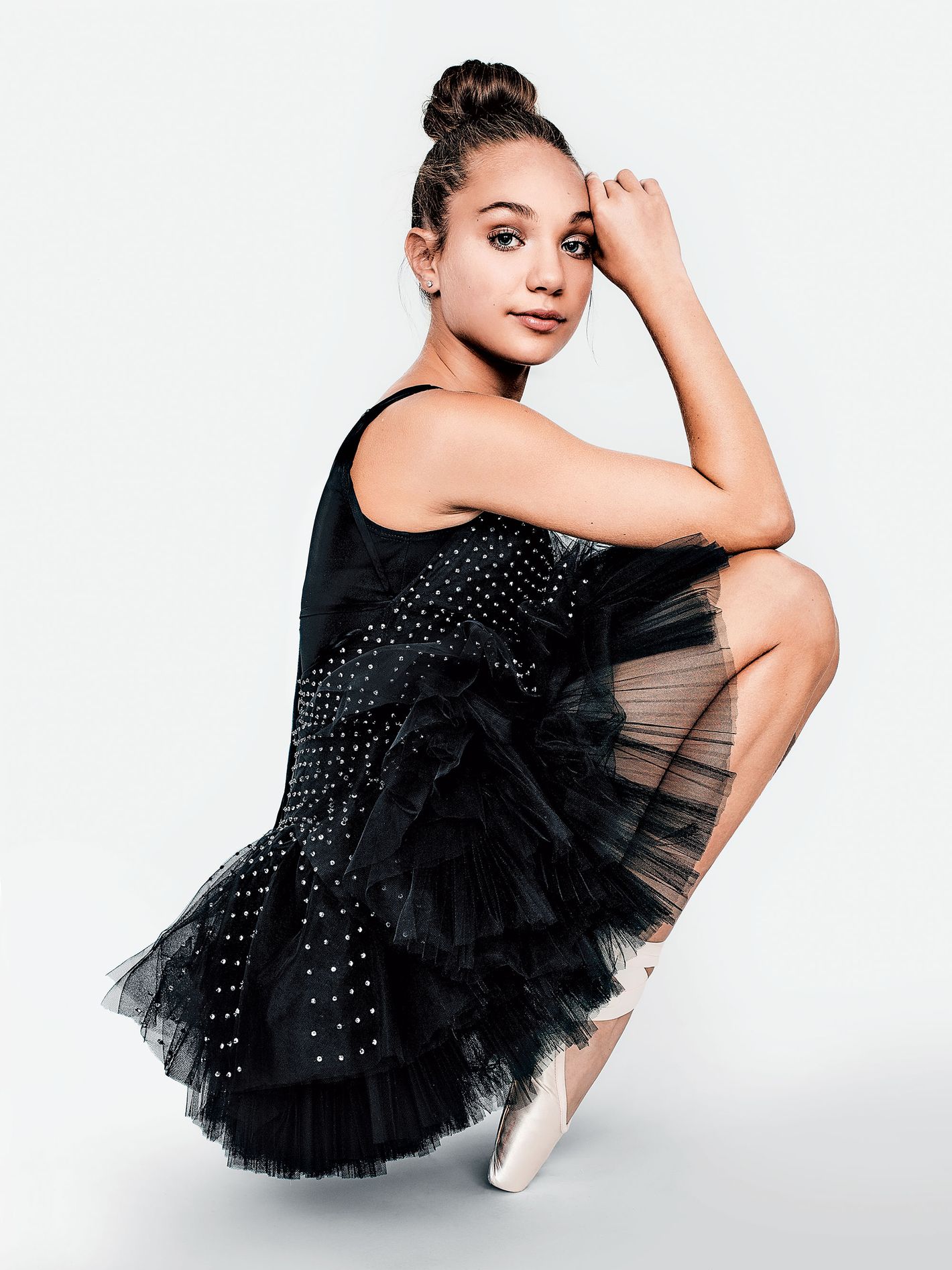 Maddie Ziegler: White Bow Dress, Platform Shoes