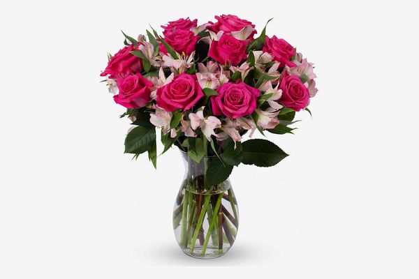 Benchmark Bouquets Charming Roses and Alstroemeria With Vase