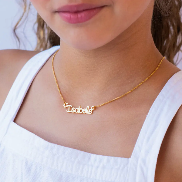 Theo Grace Star Name Necklace in 18K Gold Plating