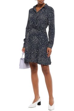 Ganni Twist-Front Floral Print Mini Dress