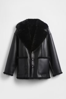 GapStudio Adult Vegan Leather Fur-Lined Coat