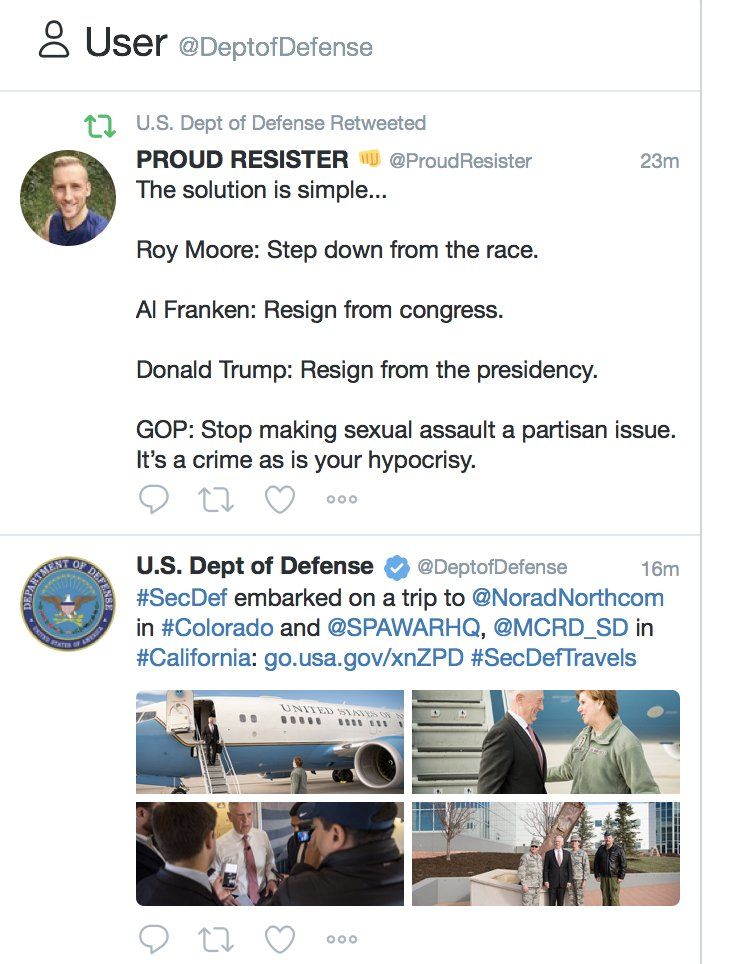U.S. Dept. of Defense Accidentally Retweets Anti-Trump Post
