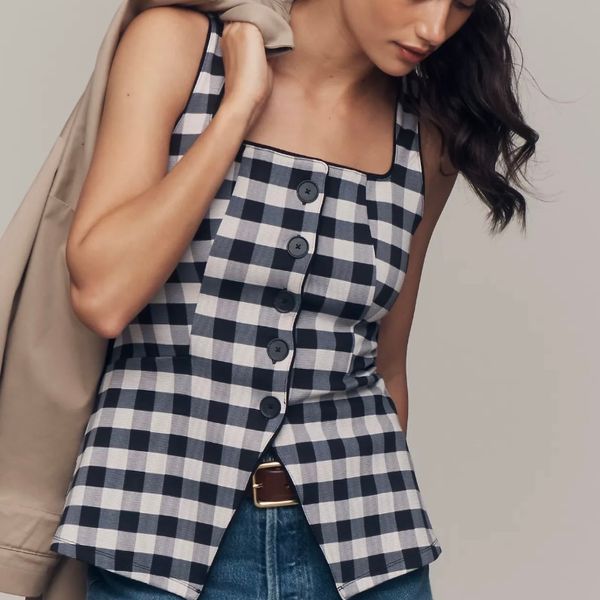 Anthropologie Maeve Square-Neck Button-Front Tank
