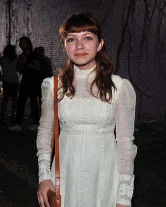 NEW YORK, NY - SEPTEMBER 10: Rookie Magazine Founder and Fashion Blogger Tavi Gevinson seen wearing a vintage wedding dress outside the Boy and Girl by Band of Outsiders Presentation in Manhattan during Spring 2012 Fashion Week on September 10, 2011 in New York City. (Photo by Monica Mcklinski/Getty Images)