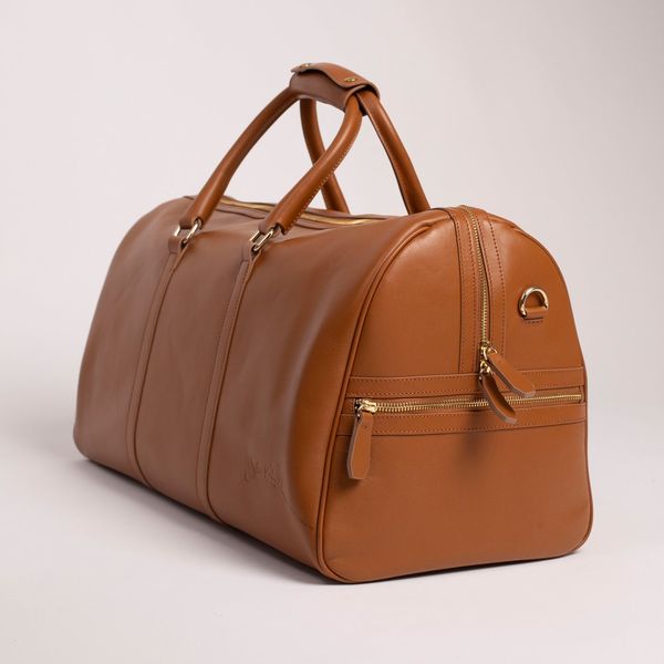 Carryall Duffel Leather Bag in Camel Brown