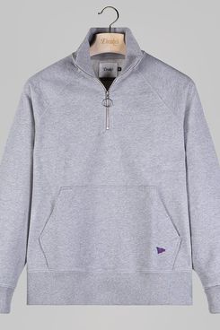 Drake’s Grey Cotton Quarter Zip Sweatshirt