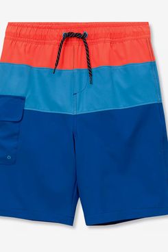 Lands’ End Boys Chlorine Resistant Colorblock Hydroliner Board Swim Trunks