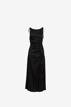Ganni Satin Gathered Maxi Dress
