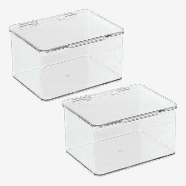 mDesign Plastic Storage Containers With Hinged Lid - 2-Pack
