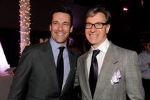 LOS ANGELES, CA - APRIL 28:  Actor Jon Hamm (L) and director/executive producer Paul Feig pose at the after party for the premiere of Universal Pictures' "Bridesmaids" at the Hammer Museum on April 28, 2011 in Los Angeles, California.  (Photo by Kevin Winter/Getty Images) *** Local Caption *** Jon Hamm;Paul Feig;