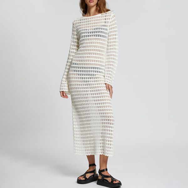 & Other Stories Open Tie-Back Pointelle Knit Dress