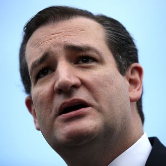 WASHINGTON, DC - MAY 16: U.S. Sen. Ted Cruz (R-TX) speaks during a news conference May 16, 2013 on Capitol Hill in Washington, DC. U.S. Rep. Michele Bachmann (R-MN) held a news conference with Tea Party leaders and congressional members to discuss the IRS scandal of targeting the Tea Party. (Photo by Alex Wong/Getty Images)