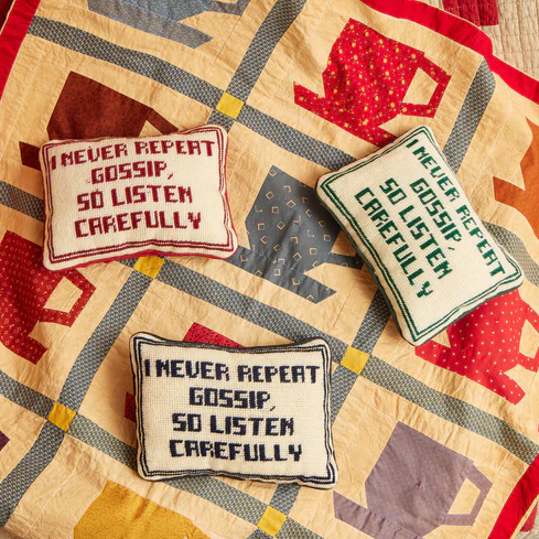 Eleonora Frey Gossip Needlepoint Pillow