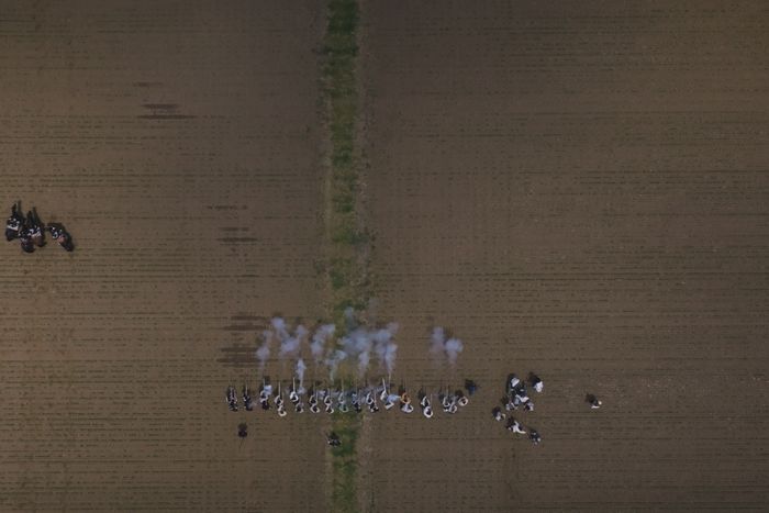 High above a New Jersey battle site, via drone.