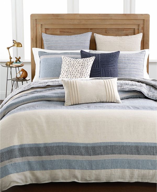 Hotel Collection Linen Stripe Full/Queen Duvet Cover, Created for Macy’s