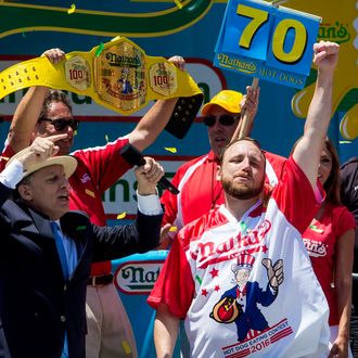 Professional Eaters Compete In Annual Nathan's Hot Dog Eating Contest