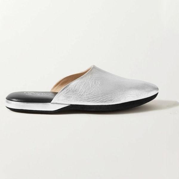 Charvet Metallic textured-leather slippers