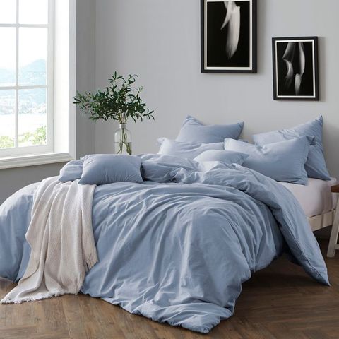 Swift Home Prewashed Yarn-Dyed Cotton Duvet Cover Set in Chambray