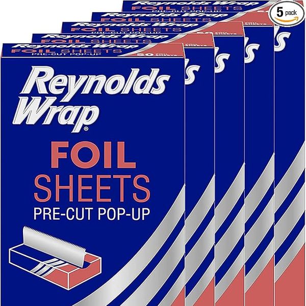 Reynolds Wrap Pre-Cut Pop Up Aluminum Foil Sheets, 50 Sheets - 5 Pack