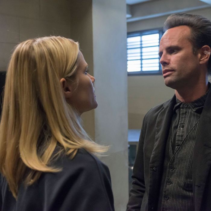 JUSTIFIED -- Good Intentions -- Episode 503 (Airs Tuesday, January 214, 10:00 pm e/p) -- Pictured: (L-R) Joelle Carter as Ava Crowder, Walton Goggins as Boyd Crowder -- CR: Prashant Gupta/FX