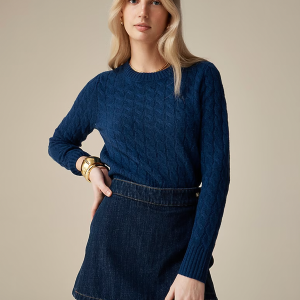 J.Crew Women's Cashmere Shrunken Cable-Knit Crewneck Sweater