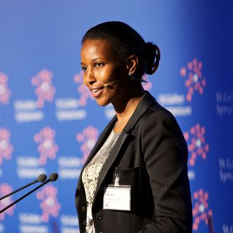 Ayaan Hirsi Ali, founder of AHA Foundation, speaks during the St. Gallen symposium in St. Gallen, Switzerland, on Thursday, May 12, 2011. UBS AG Chief Executive Officer Oswald Gruebel said stricter capital requirements for banks and fiscal austerity will hurt economic growth in developed economies in the next 10 years. Photographer: Gianluca Colla/Bloomberg via Getty Images