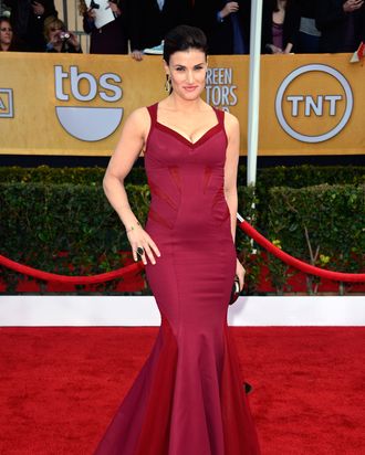 Actress Idina Menzel arrives at the 19th Annual Screen Actors Guild Awards held at The Shrine Auditorium on January 27, 2013 in Los Angeles, California.