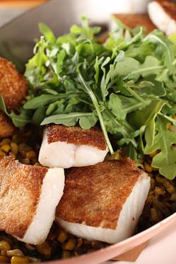 Great Lakes walleye and smelts, sweet corn, arugula, pears, and peppers