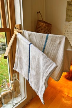 Choice 15” x 26” 24 oz. Blue-Striped Cotton Herringbone Kitchen Towel - 60