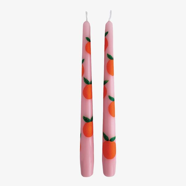 Be My Clementine Pink Hand-Painted Dinner Candle Set
