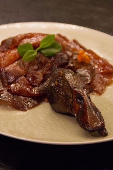 Barbecued duck.