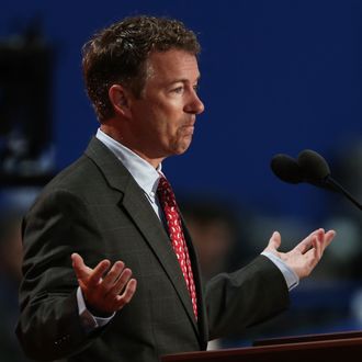 U.S. Sen. Rand Paul (R-KY) speaks during the third day of the Republican National Convention at the Tampa Bay Times Forum on August 29, 2012 in Tampa, Florida. Former Massachusetts Gov.Mitt Romney was nominated as the Republican presidential candidate during the RNC, which is scheduled to conclude August 30. 
