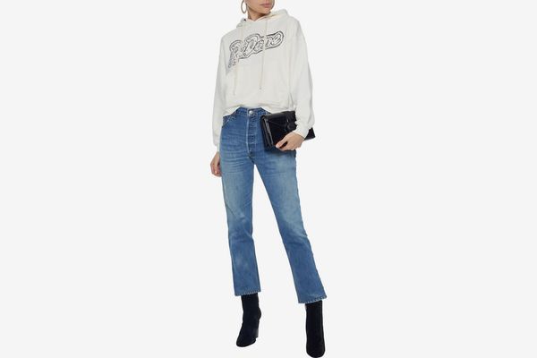RE/DONE with Levi's Cropped Studded High-Rise Slim-Leg Jeans