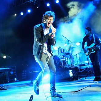 AUSTIN, TX - NOVEMBER 04: Michael Angelakos of Passion Pit performs in concert at day one of Fun Fun Fun Fest at Auditorium Shores on November 4, 2011 in Austin, Texas. (Photo by Jay West/WireImage)