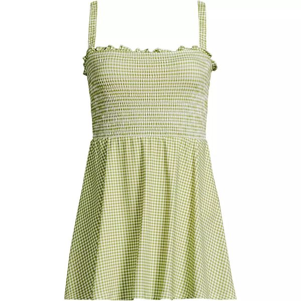 Lands’ End Women’s Square-Neck Smocked Mini Swim Dress
