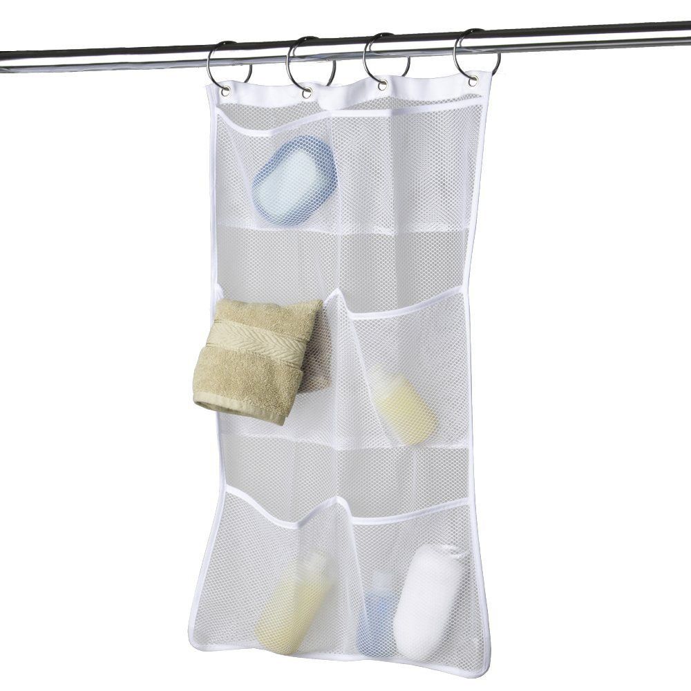 Portable 6 Pocket Bathroom Shower Bath Hooks Hanging Mesh Caddy Organizer 
