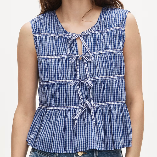 J.Crew Tie-Front Top in Gingham