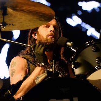 LAS VEGAS, NV - OCTOBER 26: Drummer Nathan Followill of Kings of Leon performs during the Life is Beautiful festival on October 26, 2013 in Las Vegas, Nevada. (Photo by Ethan Miller/Getty Images)