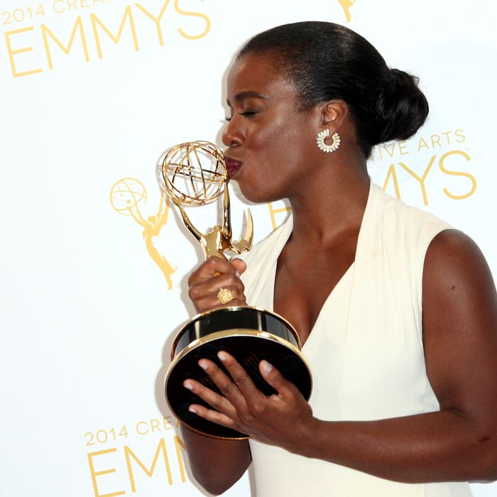 LOS ANGELES, CA - AUGUST 16: Actress Uzo Aduba attends the 2014 Creative Arts Emmy Awards press room held at the Nokia Theatre L.A. Live on August 16, 2014 in Los Angeles, California. (Photo by Tommaso Boddi/WireImage)