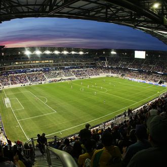 A general view of the field as the New York Red Bulls play the Santos FC on March 20, 2010 at Red Bull Arena in Harrison, New Jersey.