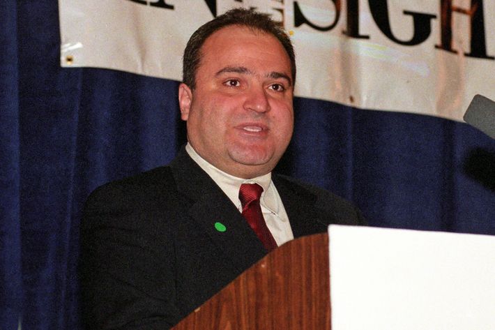 George Nader speaking at a Middle East Insight event in Washington, DC on March 18, 1999.