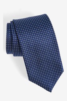David Donahue Geometric Pattern Silk Tie