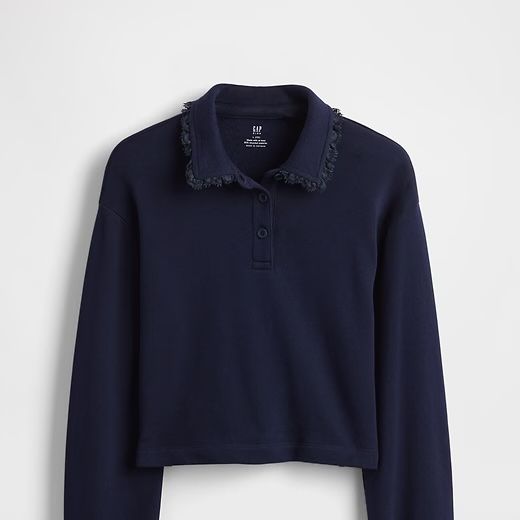 Gap French Terry Lace-Trim Polo Sweatshirt