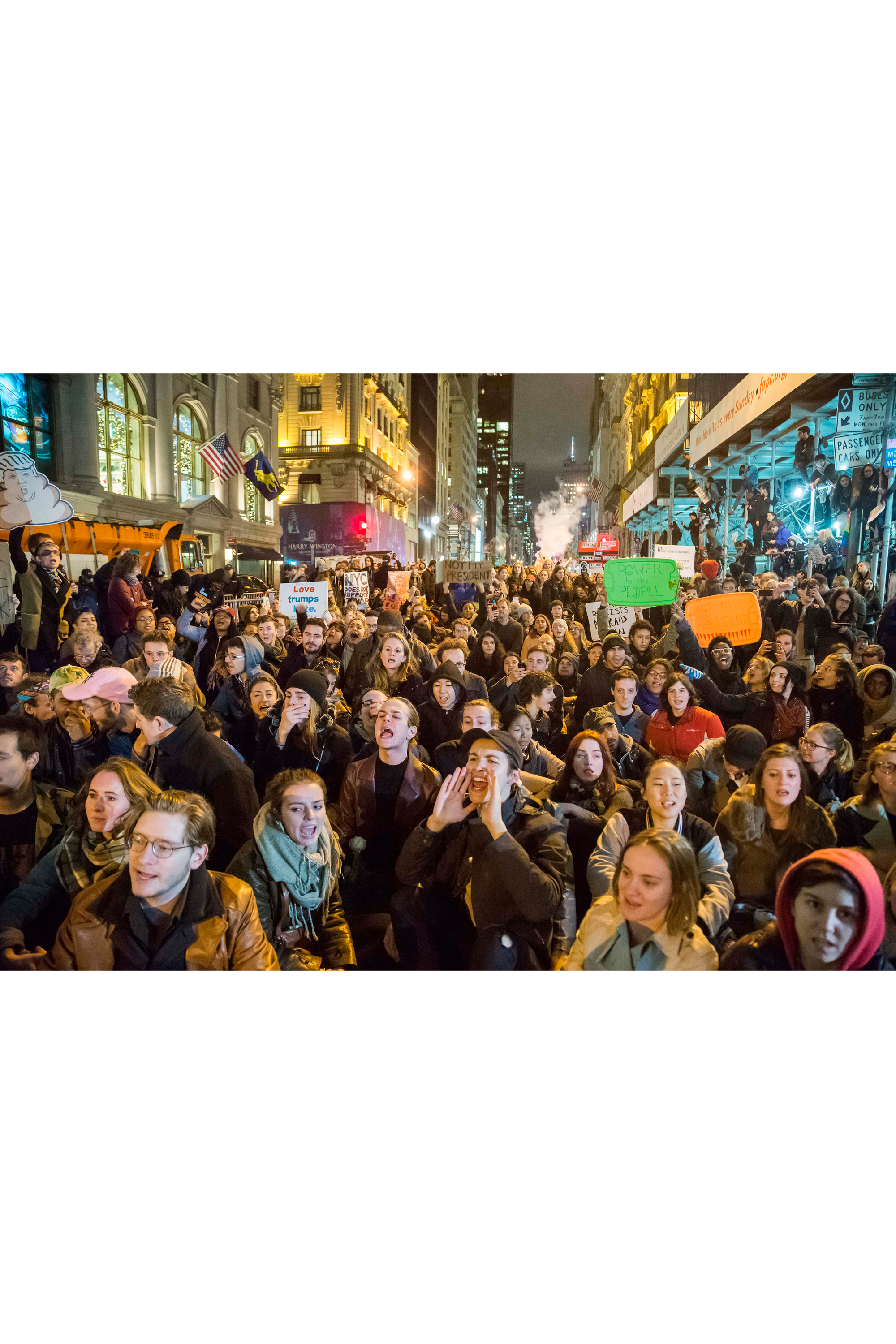 Protesters outside the day after the 2016 election.