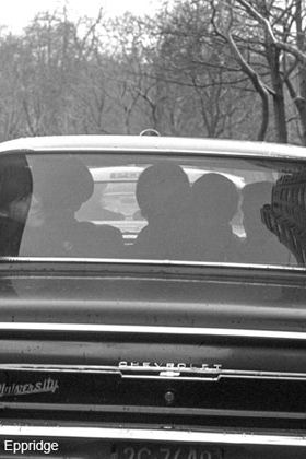 An unmarked Chevy owned by one of the Plaza’s security staff takes John, Paul, and Ringo to a photo shoot in Central Park. (George stays at the hotel, fighting off the flu.)