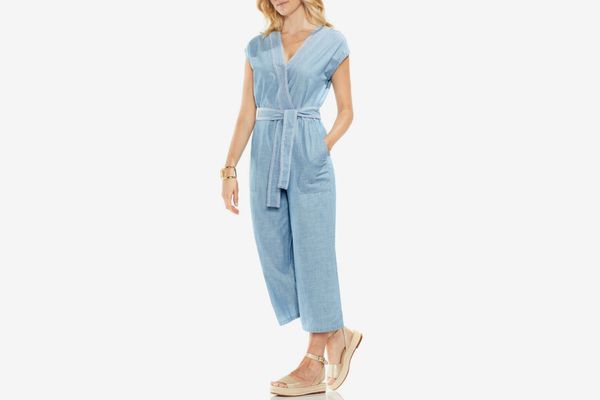 Vince Camuto Crop Chambray Jumpsuit